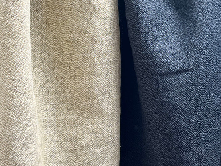 Linen Ramie Cotton Fabric – Broken Herringbone Chambray Weave 8278 8279