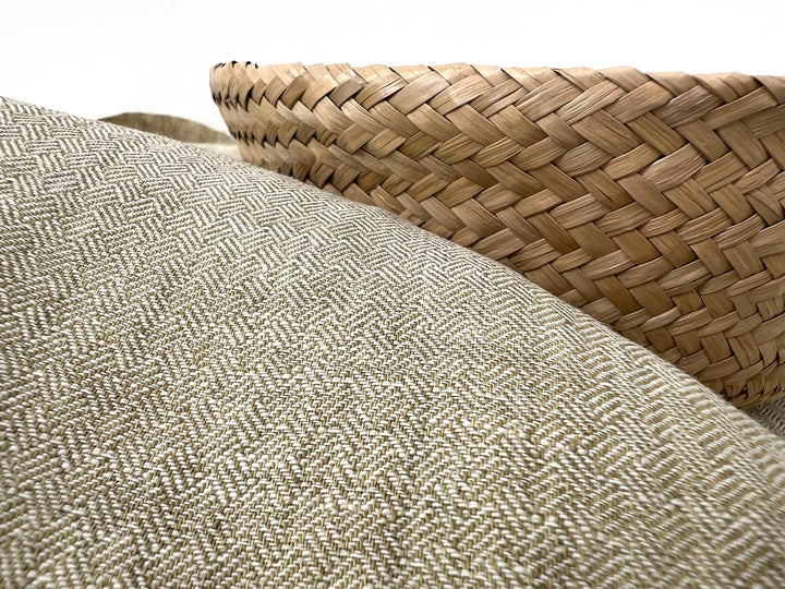Linen Ramie Cotton Fabric – Broken Herringbone Chambray Weave 8278 8279