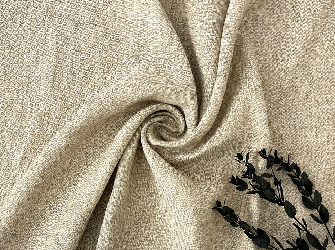 Linen Ramie Cotton Fabric – Broken Herringbone Chambray Weave 8278 8279