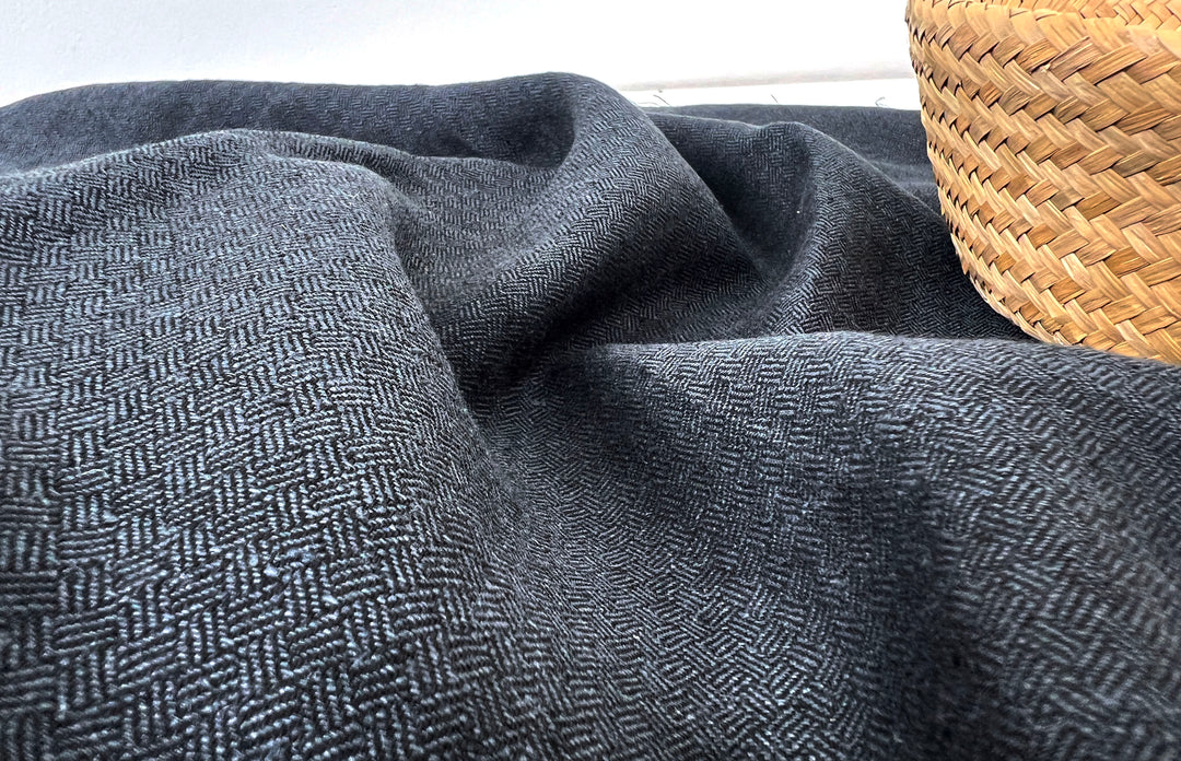 Linen Ramie Cotton Fabric – Broken Herringbone Chambray Weave 8278 8279