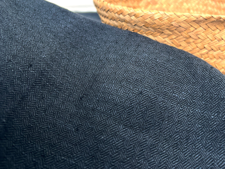 Linen Ramie Cotton Fabric – Broken Herringbone Chambray Weave 8278 8279