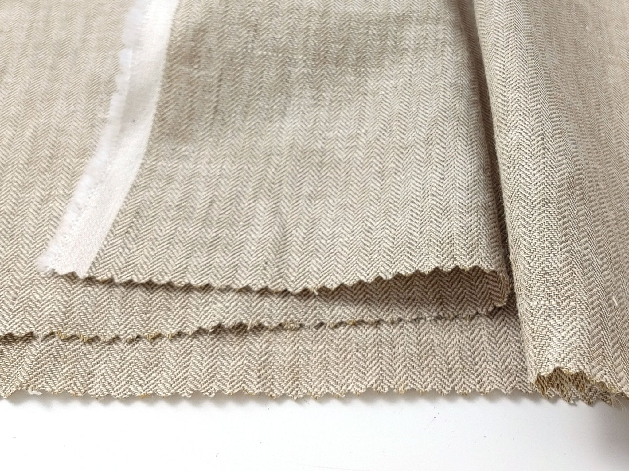 HBT Linen Ramie Cotton Blend Fabric: Yarn Dyed Chambray, Medium Weight 7837 7838 7840 - The Linen Lab - Beige