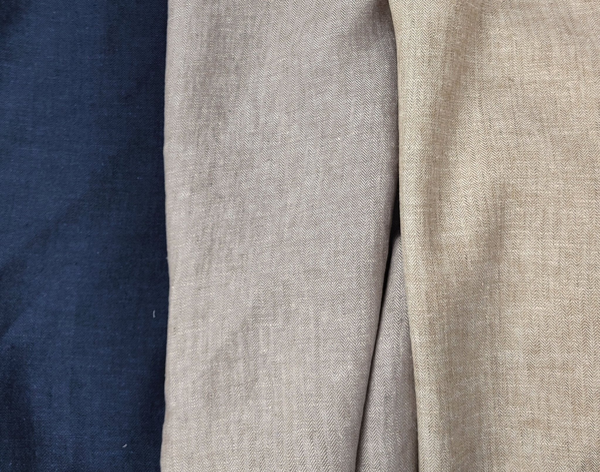 HBT Linen Ramie Cotton Blend Fabric: Yarn Dyed Chambray, Medium Weight 7837 7838 7840 - The Linen Lab - Gray(Dark)