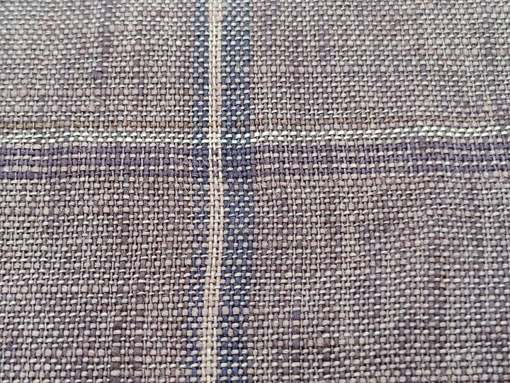 Lightweight Grey Window Pane Check: 100% Linen Fabric 3850 - The Linen Lab - Gray