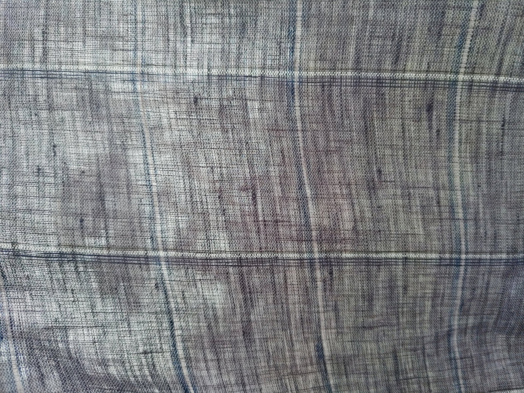 Lightweight Grey Window Pane Check: 100% Linen Fabric 3850 - The Linen Lab - Gray