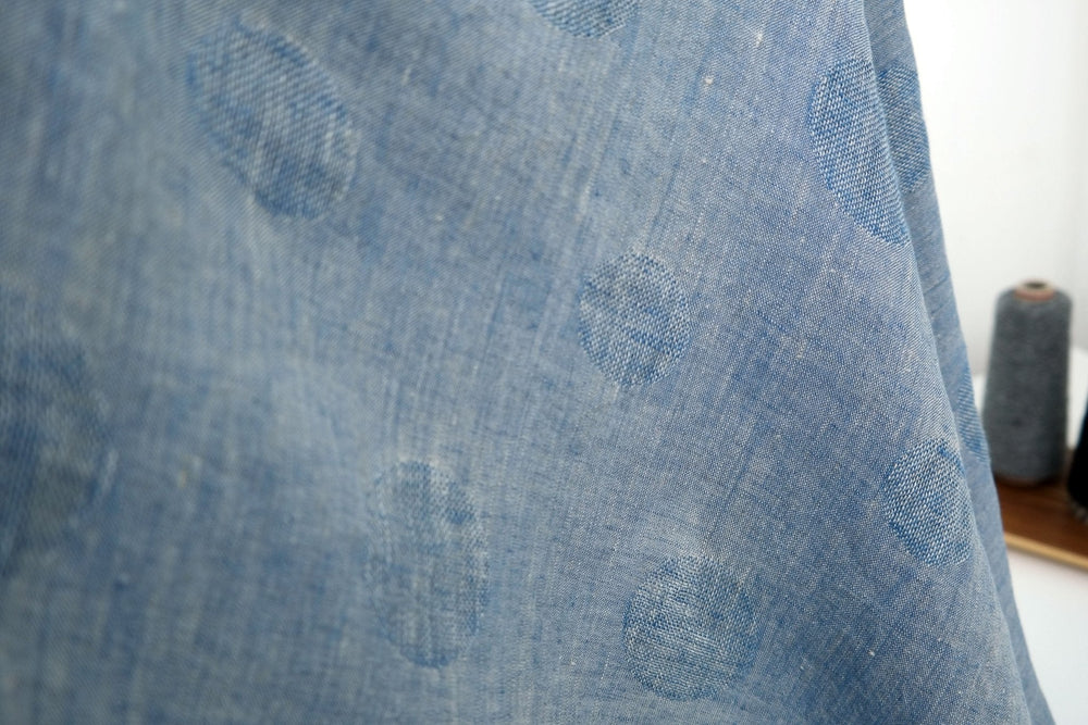 Linen Circle Jacquard Fabric - precut - 6939 - The Linen Lab - 1y