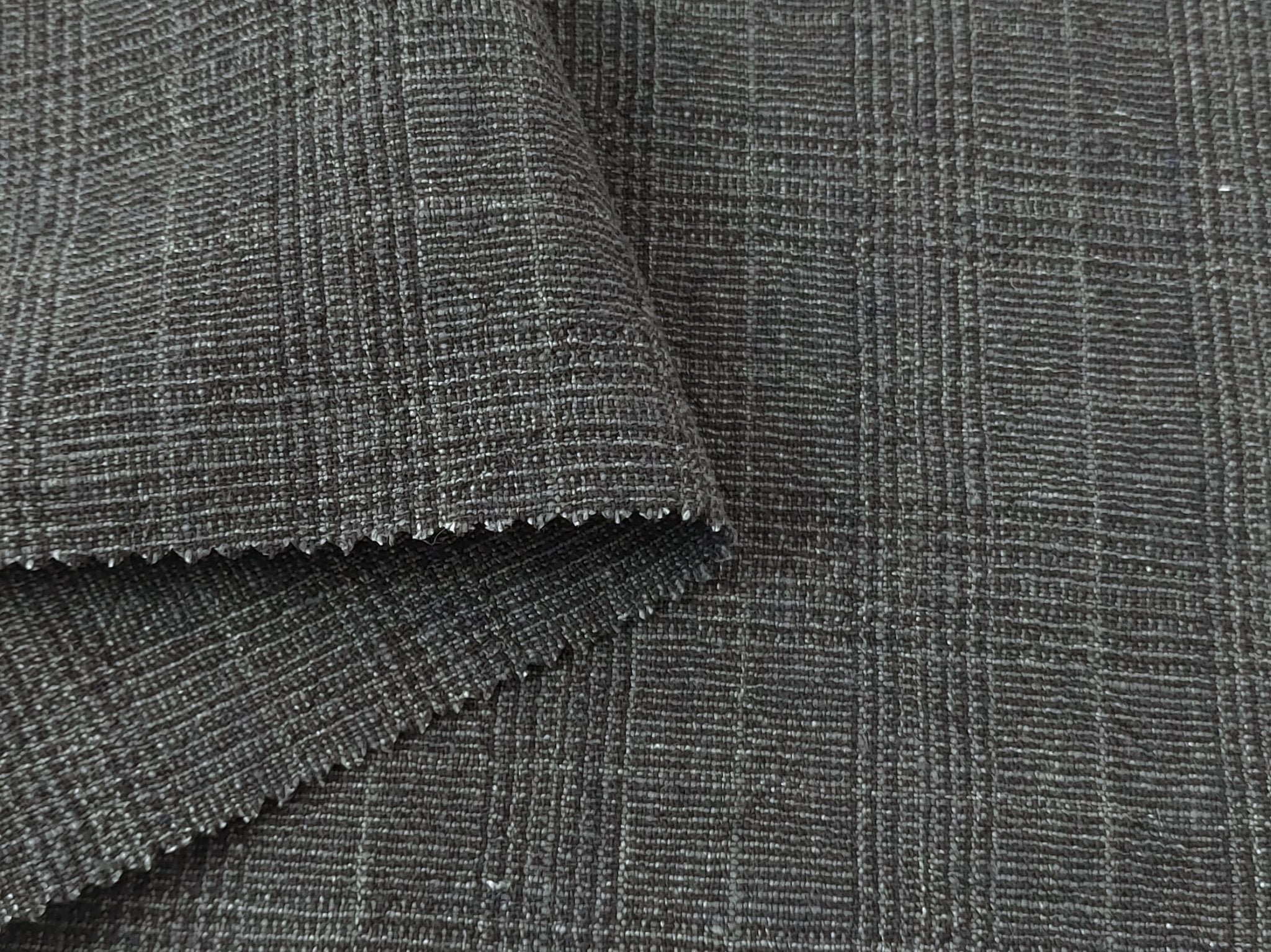 Linen Cotton Glen Plaid Fabric: Heavyweight Elegance for Crafting and Home Décor 7582 7583 - The Linen Lab - Grey