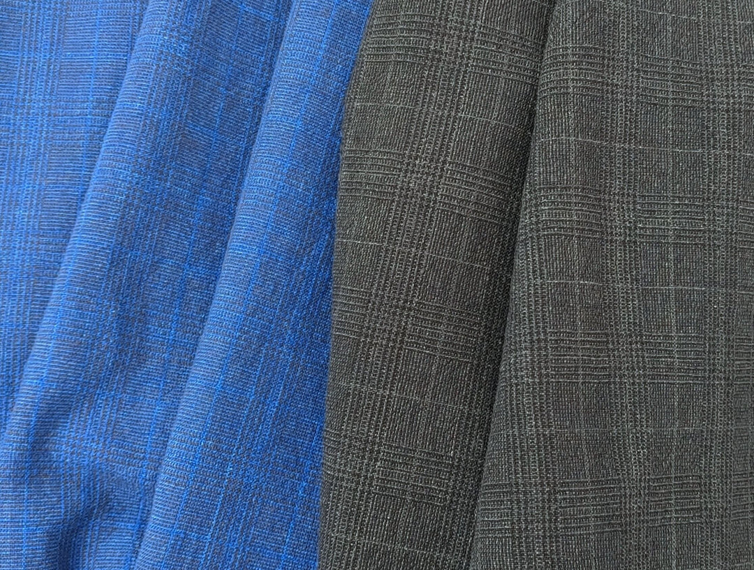 Linen Cotton Glen Plaid Fabric: Heavyweight Elegance for Crafting and Home Décor 7582 7583 - The Linen Lab - Grey