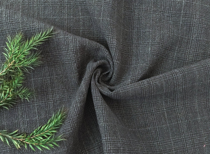 Linen Cotton Glen Plaid Fabric: Heavyweight Elegance for Crafting and Home Décor 7582 7583 - The Linen Lab - Grey
