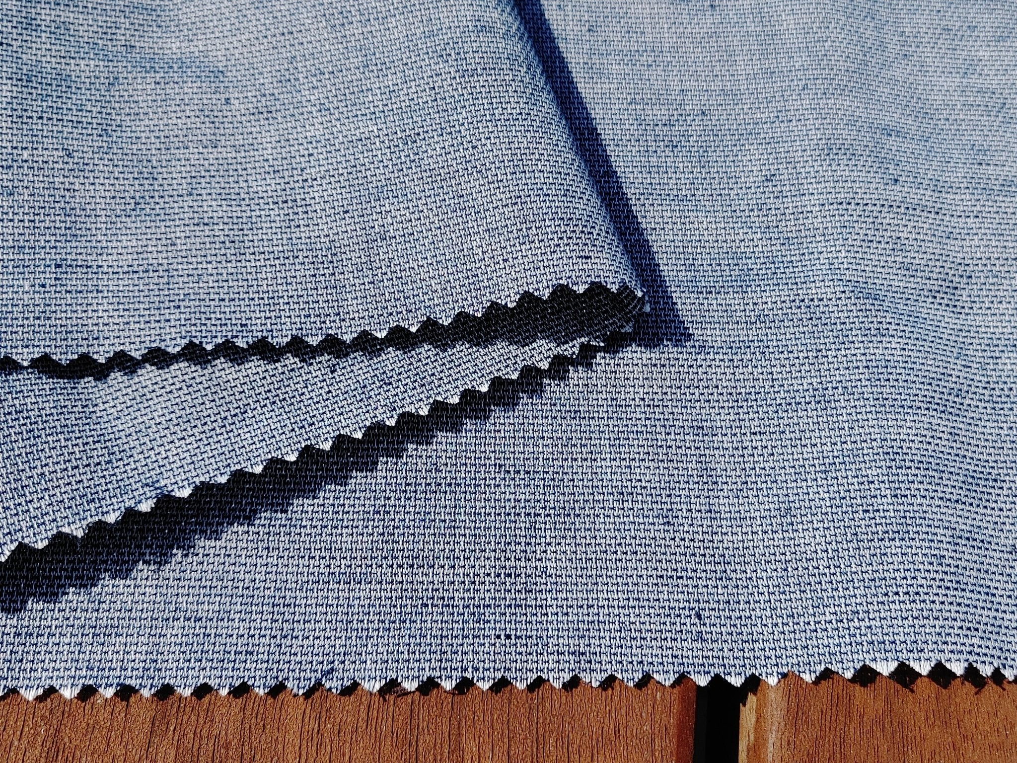 Linen Cotton Polyester Fabric: Navy Chambray Dobby Weave, Light Weight 6299 - The Linen Lab - Navy