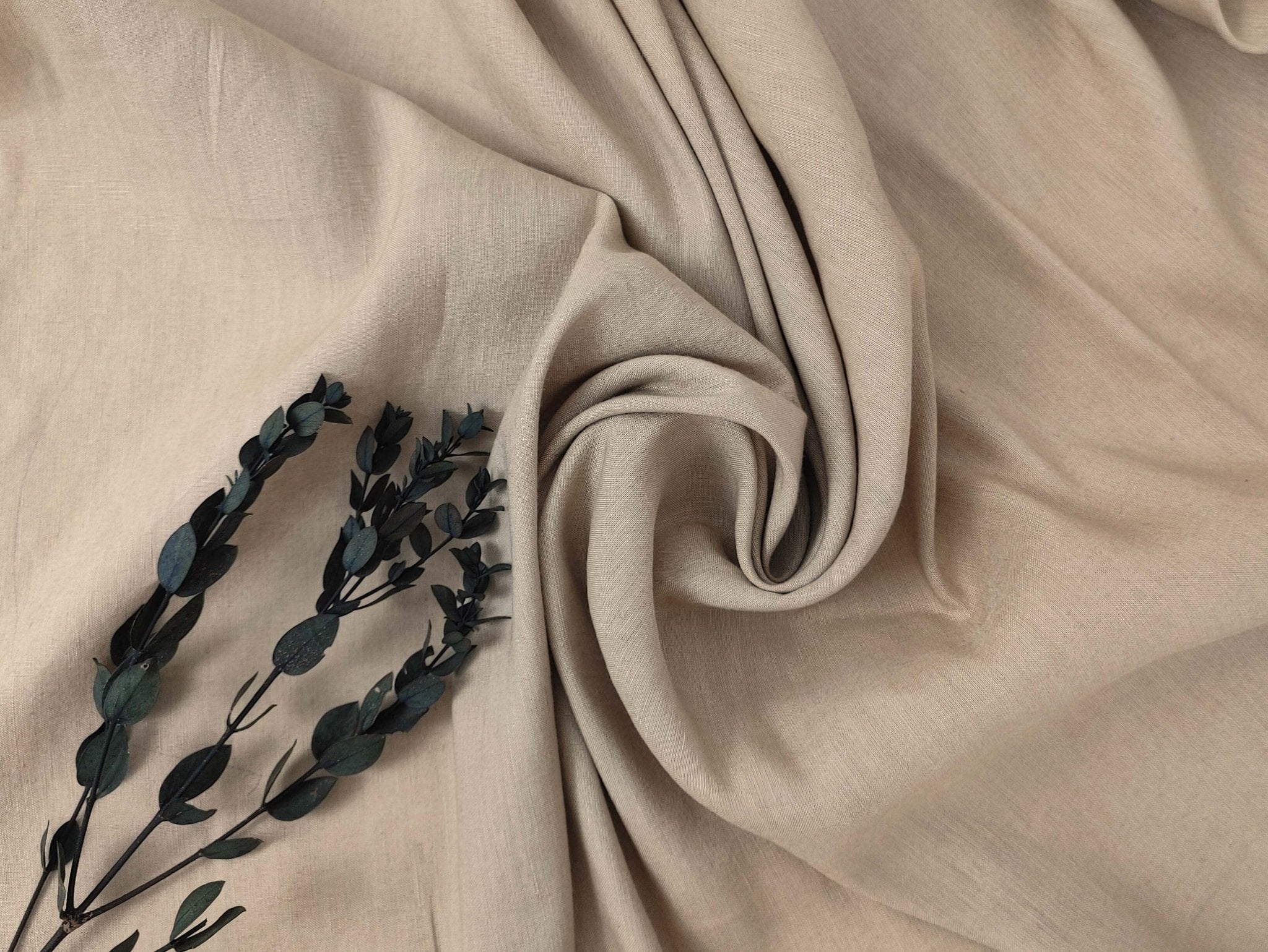 Linen Tencel Silk Fabric: Light Weight, Plain Weave 6898 7666 7667 - The Linen Lab - Beige