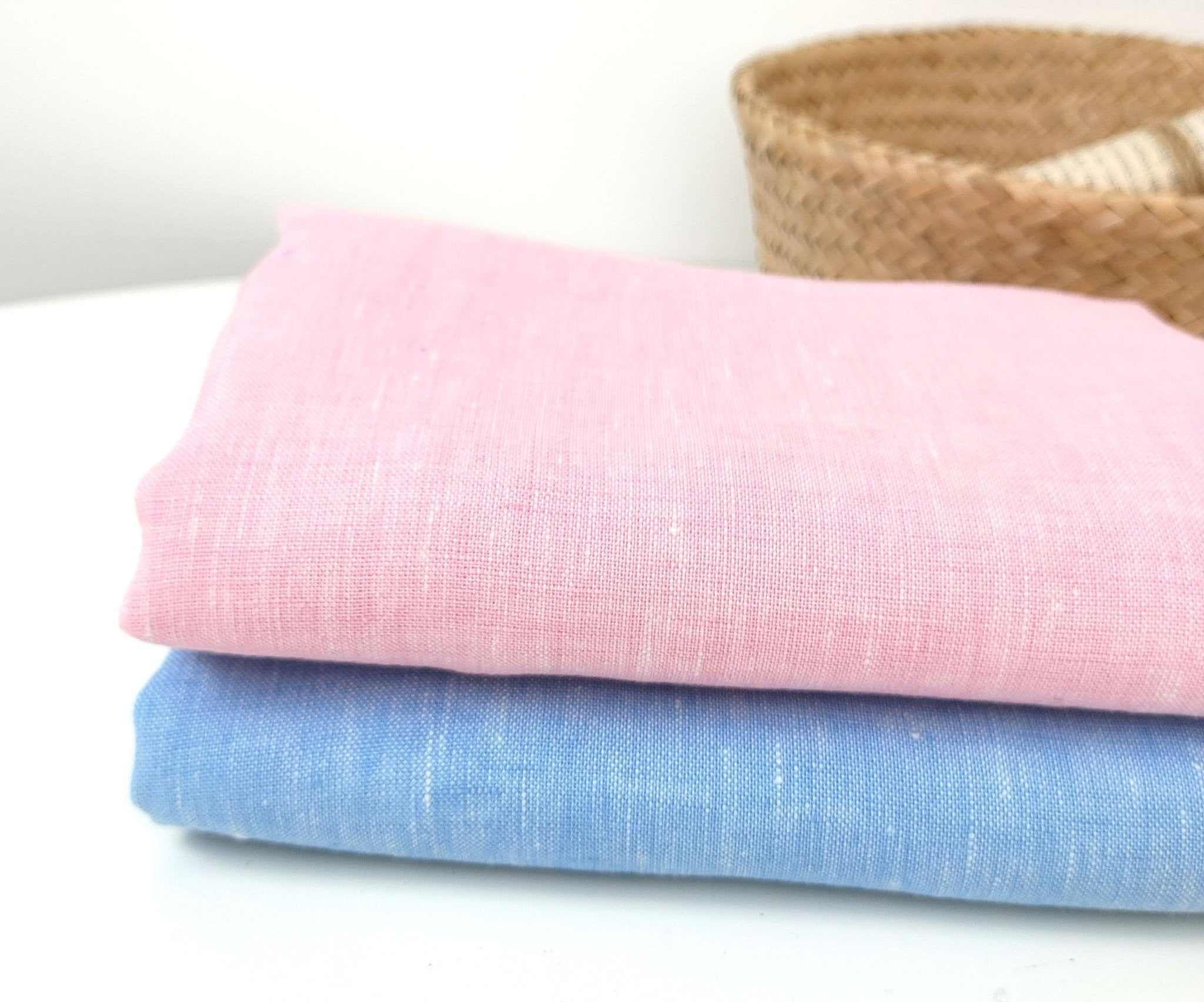 Premium 100% Linen Chambray Fabric - Medium-Light Weight, Plain Weave 7800 7801 - The Linen Lab - Blue