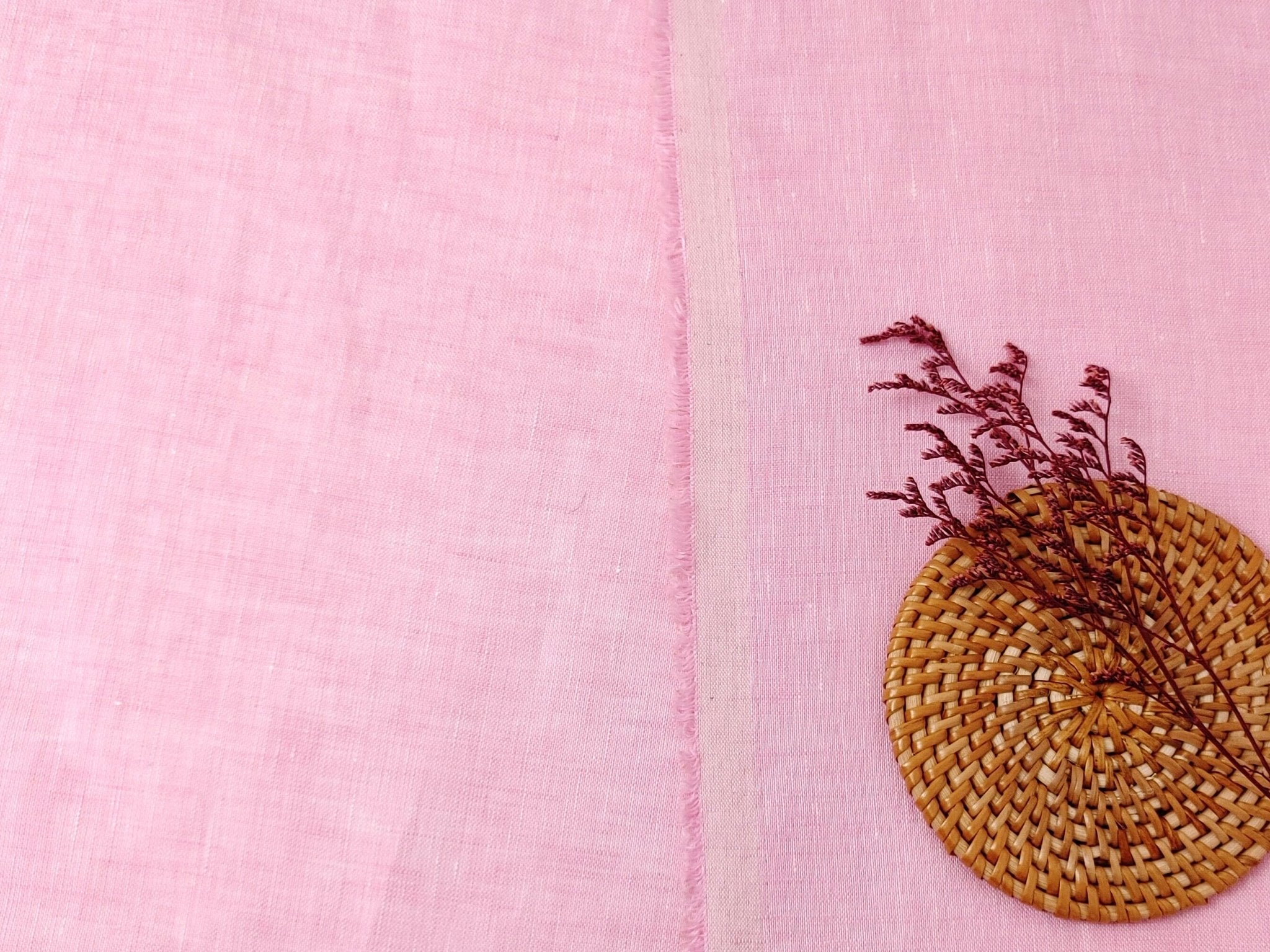Premium 100% Linen Chambray Fabric - Medium-Light Weight, Plain Weave 7800 7801 - The Linen Lab - Pink