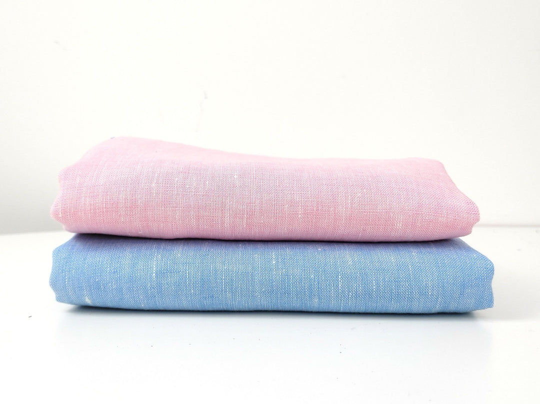 Premium 100% Linen Chambray Fabric - Medium-Light Weight, Plain Weave 7800 7801 - The Linen Lab - Pink