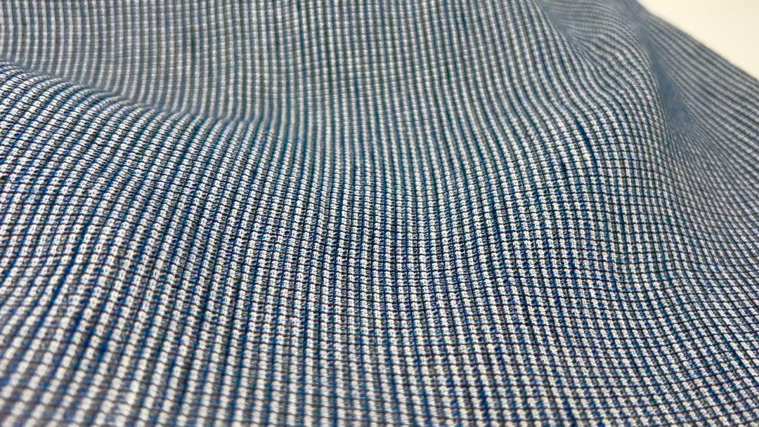 Blue Linen Blended Fabric with Stretch - Unique Dobby Weave, Soft and Durable 8011