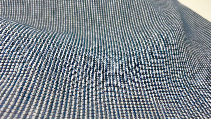 Blue Linen Blended Fabric with Stretch - Unique Dobby Weave, Soft and Durable 8011