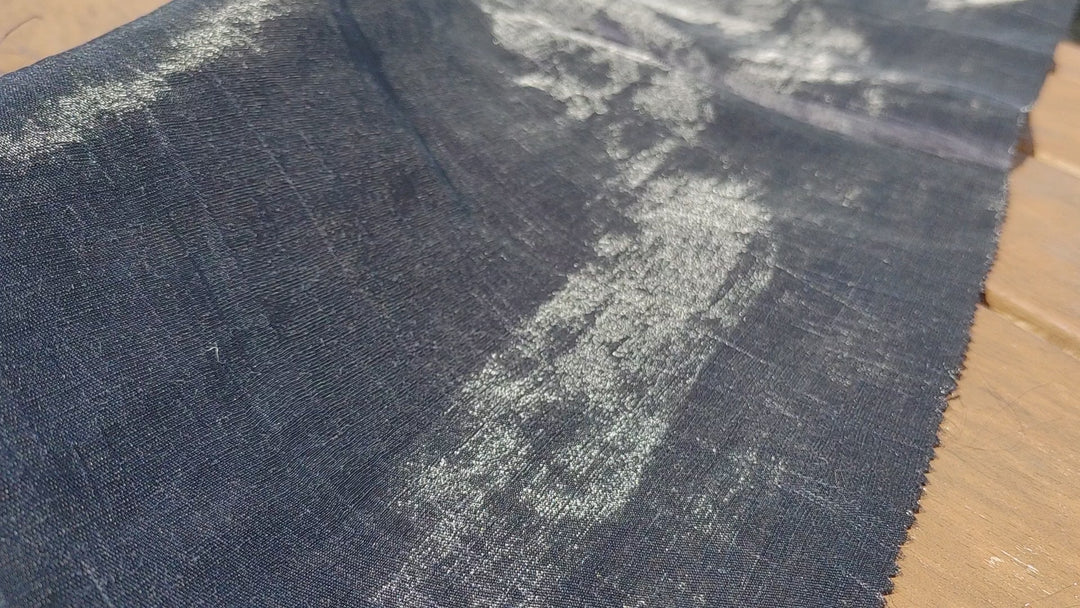 Naval Linen Polyester Fabric with Crease Effect and Printed Houndstooth Pattern 3583