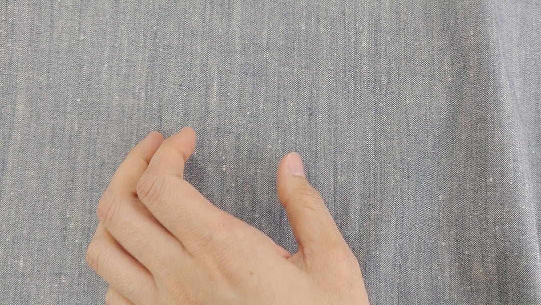 Linen Rayon Stretch Fabric in Dark Blue Chambray 366
