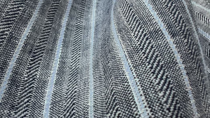 Linen Fabric with Silver Lurex – Striped Dobby Weave, Pre-Washed 2520