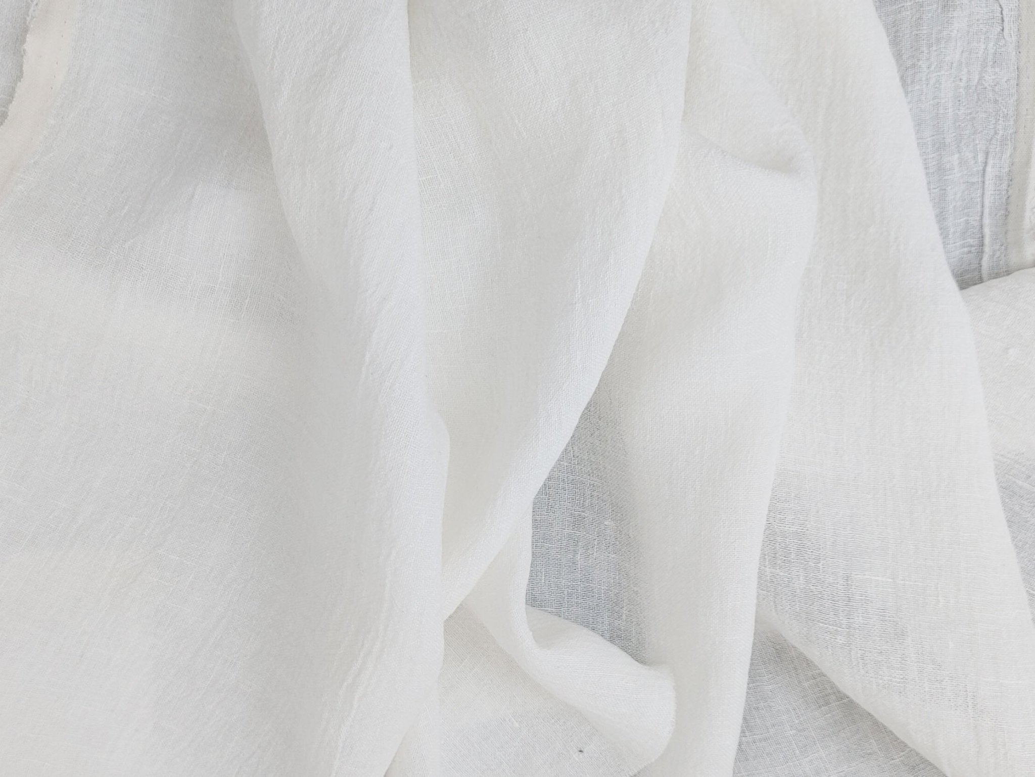 Pure Linen Slight Wrinkle - Effect Fabric - High - Twist Yarn, Low Density 6554 - The Linen Lab - White