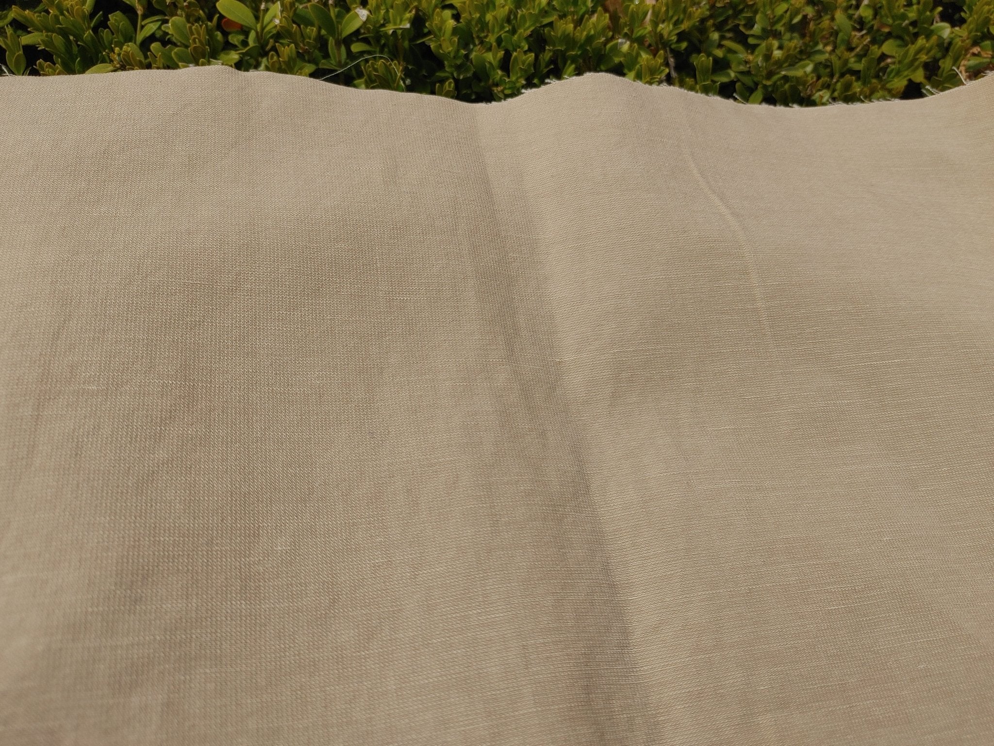Soft Beige Linen Blend: Dobby Weave with Warp Span Stretch Fabric 7787 - The Linen Lab - Beige