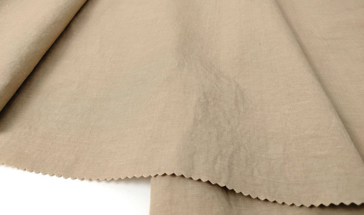 Soft Beige Linen Blend: Dobby Weave with Warp Span Stretch Fabric 7787 - The Linen Lab - Beige