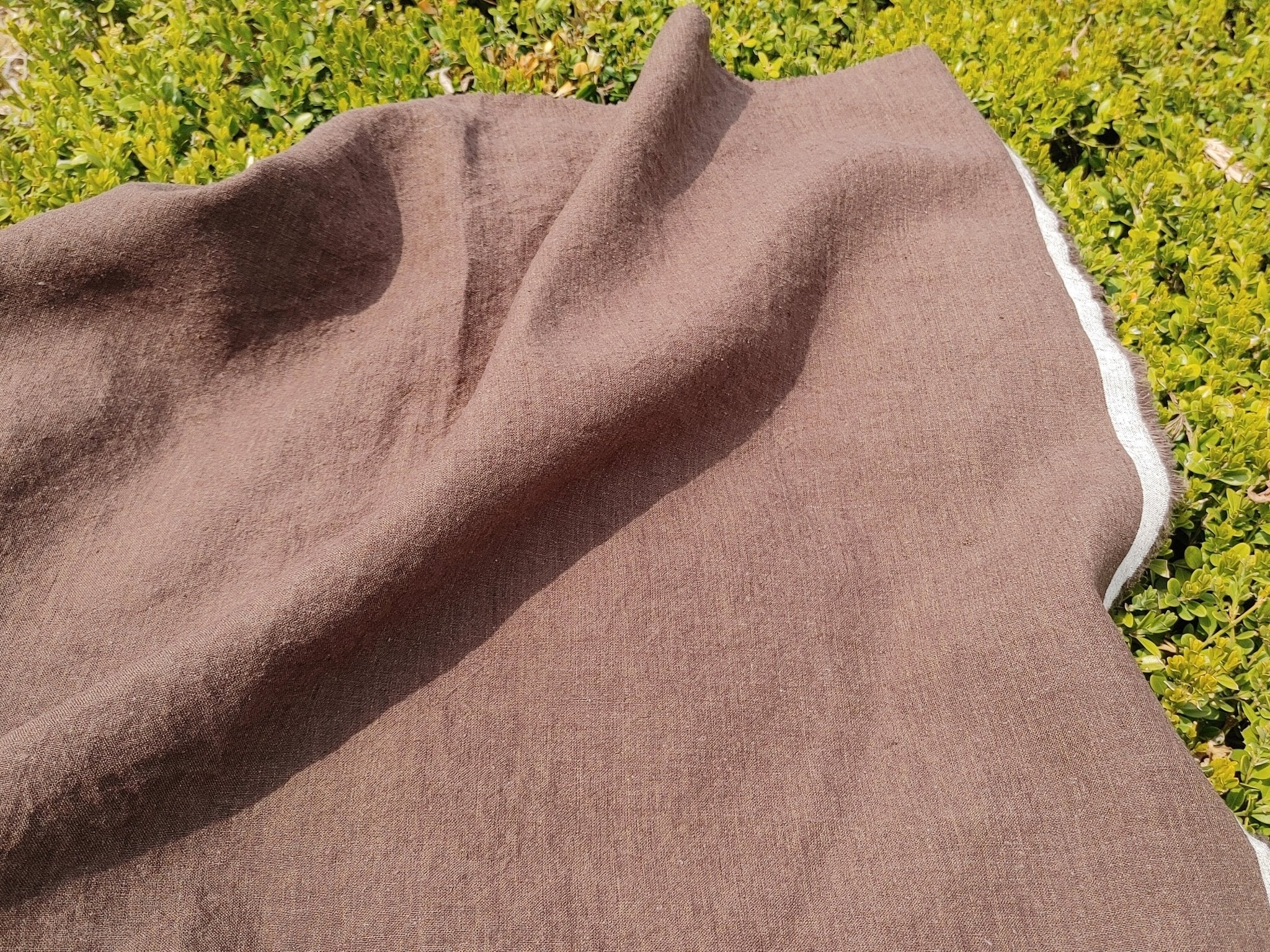 Vintage Dyed Medium Weight Linen Ramie Cotton Fabric with Plain Weave 7820 7771 7770 7819 7818 - The Linen Lab - Brown