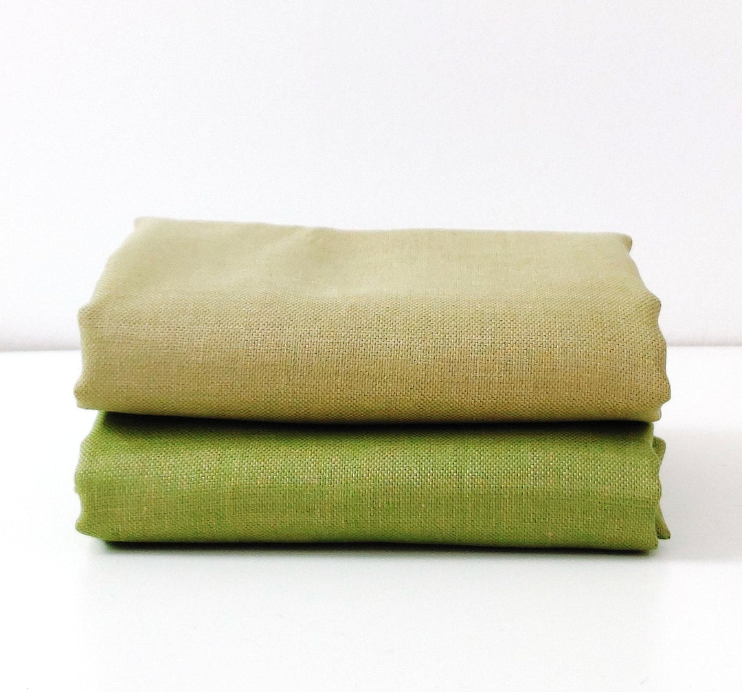 100% Linen Canvas Chambray Fabric 3455 1702 - The Linen Lab - Green