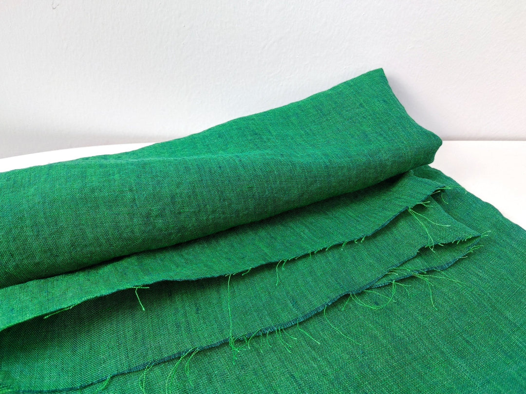 100% Linen Crispy Fabric 21s Vintage Chambray New Colorways for 2024 - The Linen Lab - Green