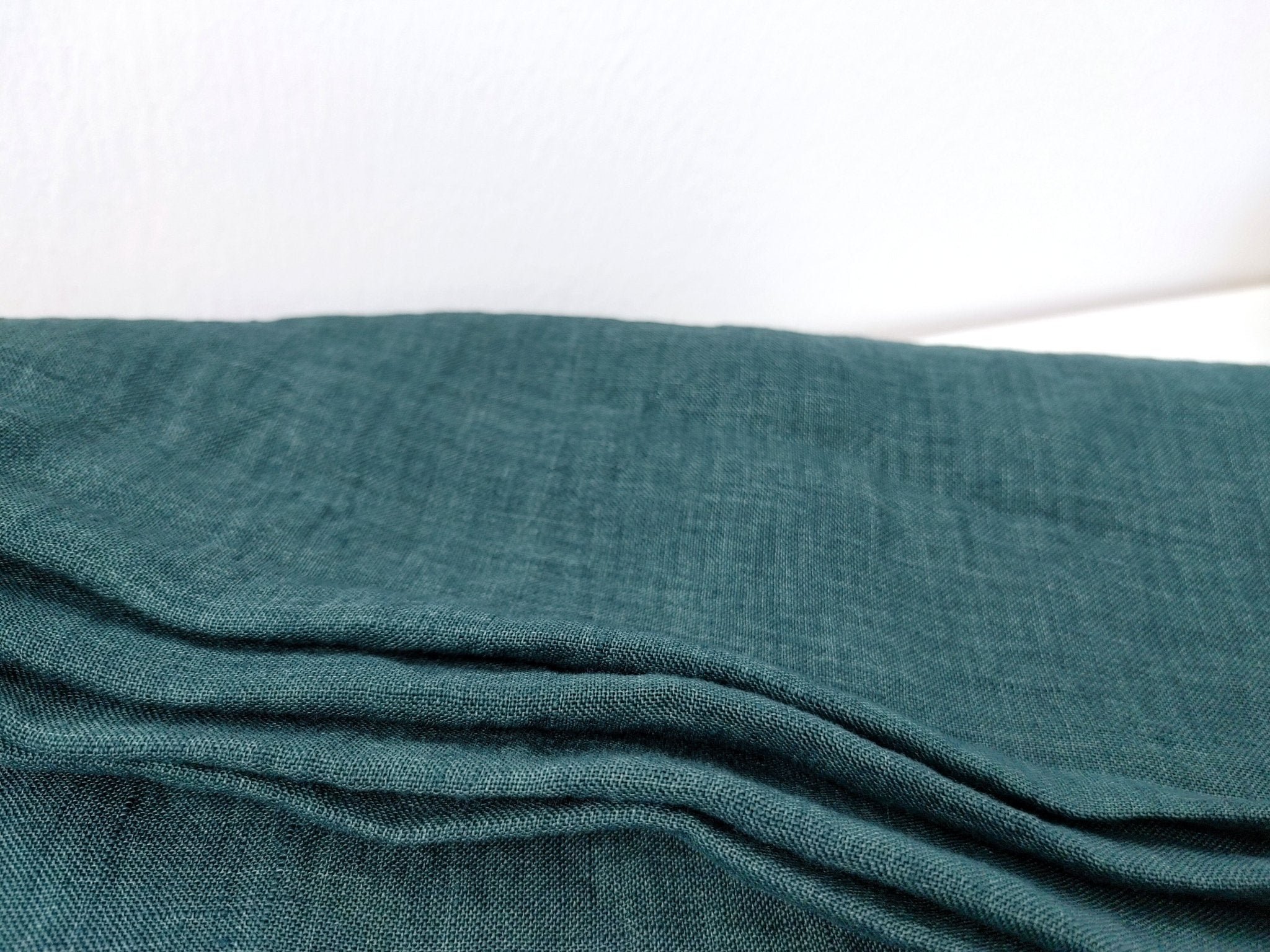 100% Linen Crispy Fabric 21s Vintage Chambray New Colorways for 2024 - The Linen Lab - Green(blueish)