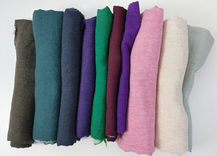 100% Linen Crispy Fabric 21s Vintage Chambray New Colorways for 2024 - The Linen Lab - Pink