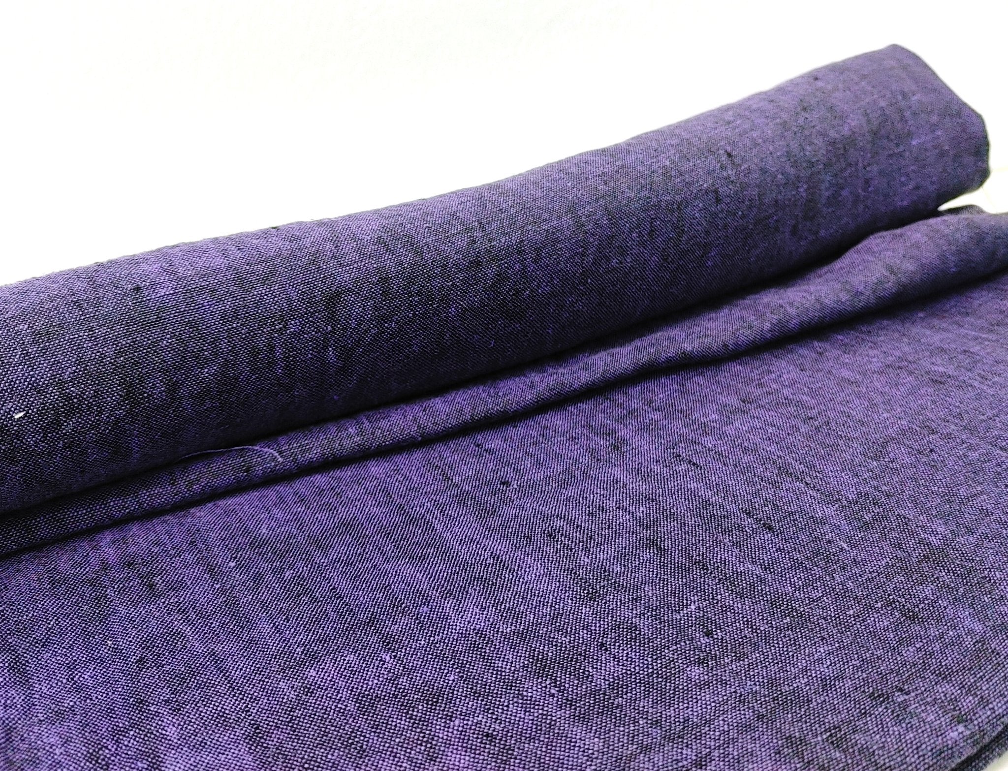 100% Linen Crispy Fabric 21s Vintage Chambray New Colorways for 2024 - The Linen Lab - Violet(dark)