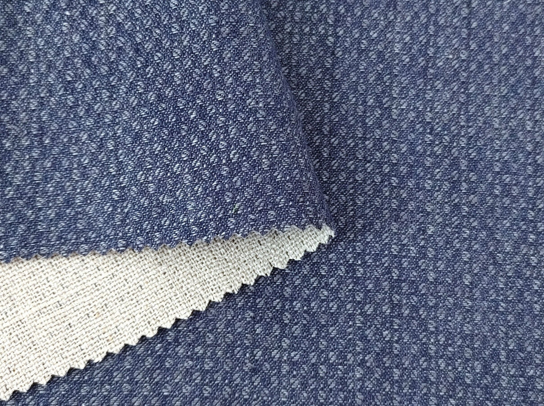 100% Linen Double Face Heavyweight Fabric with Coffee Bean Shape 3996 - The Linen Lab - Navy