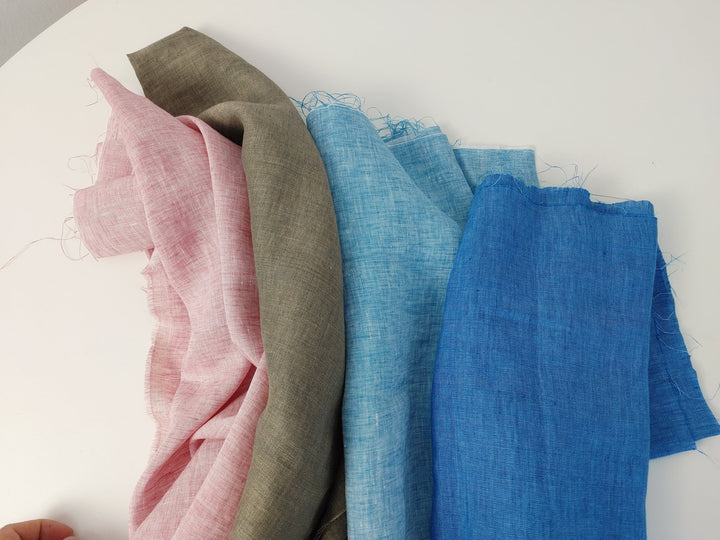 100% Linen Fabric 21s Vintage Chambray New Colorways for 2024 - The Linen Lab - Beige(dark)
