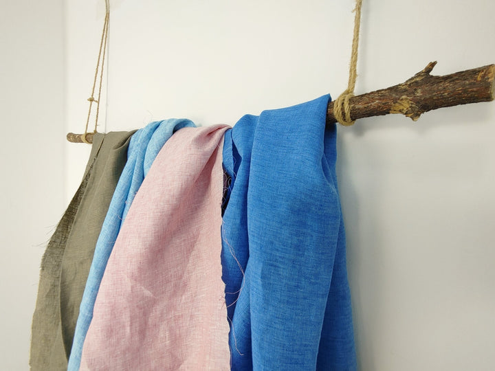 100% Linen Fabric 21s Vintage Chambray New Colorways for 2024 - The Linen Lab - Blue(light)