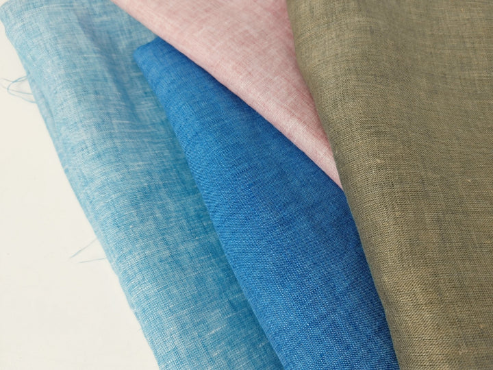 100% Linen Fabric 21s Vintage Chambray New Colorways for 2024 - The Linen Lab - Blue(light)
