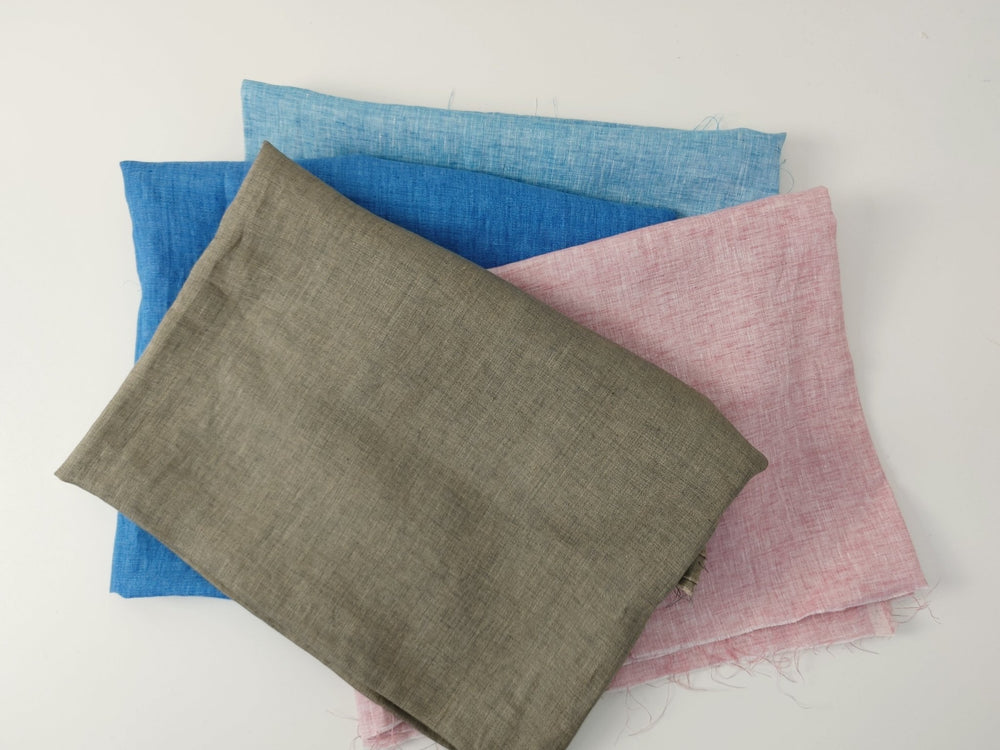 100% Linen Fabric 21s Vintage Chambray New Colorways for 2024 - The Linen Lab - Blue(light)