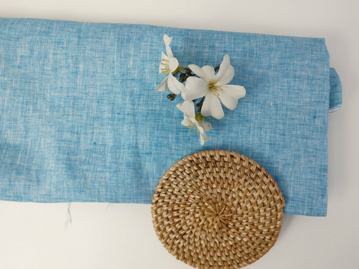 100% Linen Fabric 21s Vintage Chambray New Colorways for 2024 - The Linen Lab - Blue(light)