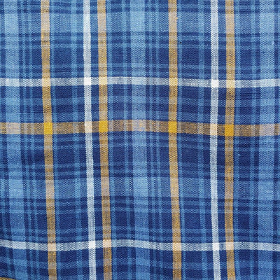 100% Linen Fabric Blue Plaid Medium Weight 6618 | The Linen Lab