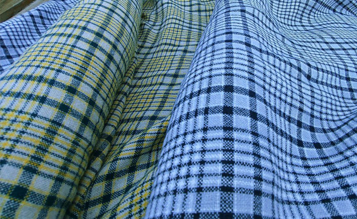 100% Linen Fabric Heavy Weight Plaid 6124 6125 - The Linen Lab - Yellow 6124