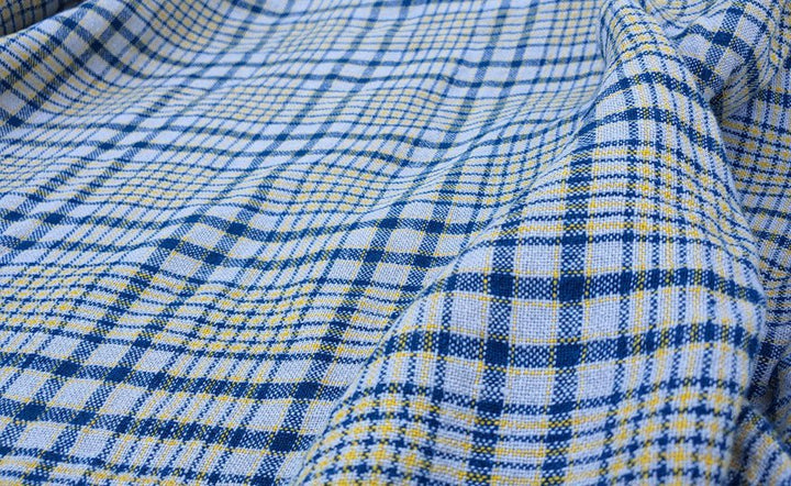 100% Linen Fabric Heavy Weight Plaid 6124 6125 - The Linen Lab - Yellow 6124