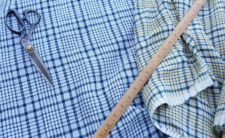 100% Linen Fabric Heavy Weight Plaid 6124 6125 - The Linen Lab - Yellow 6124