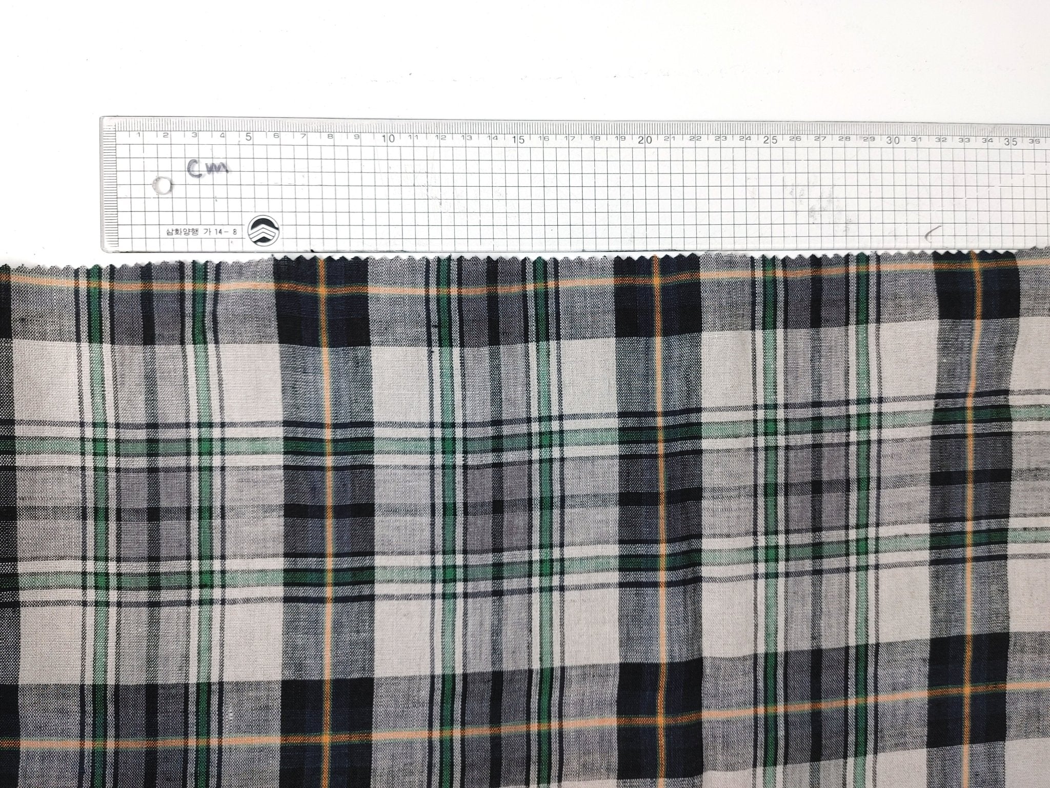 100% Linen Fabric in Medium Weight with Classic Plaid Design 7155 - The Linen Lab - Beige