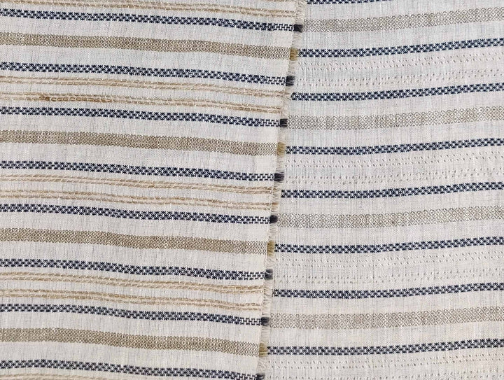 100% Linen Fabric Jacquard Stripe 6151 6206 - The Linen Lab - Beige