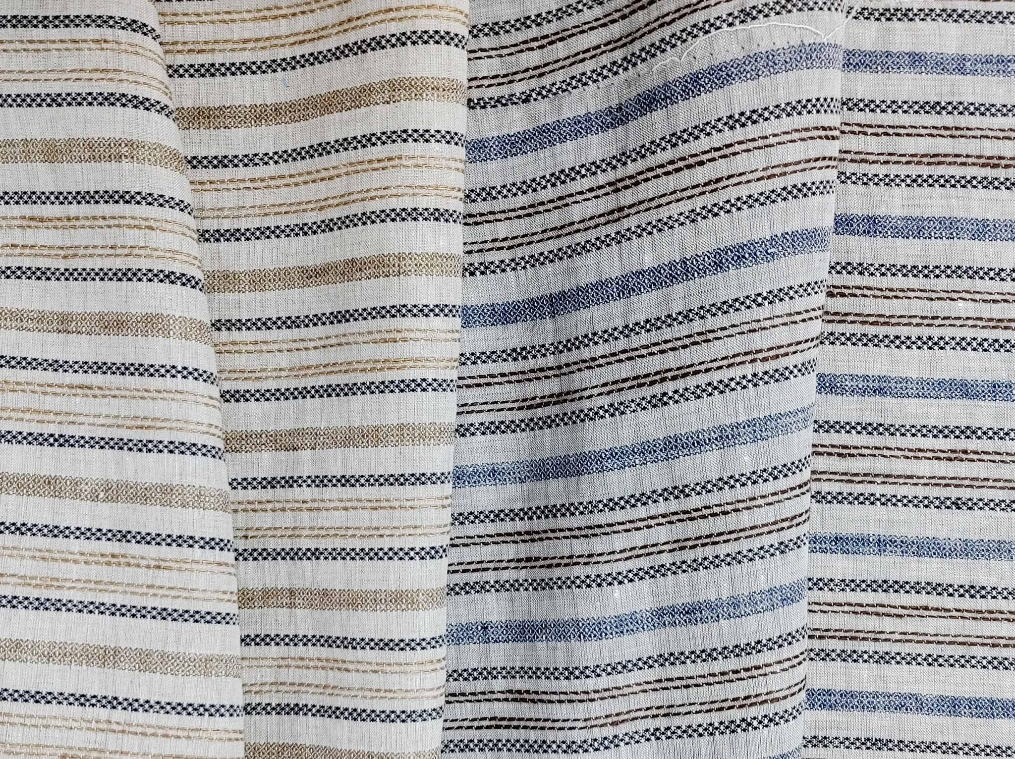 100% Linen Fabric Jacquard Stripe 6151 6206 - The Linen Lab - Grey