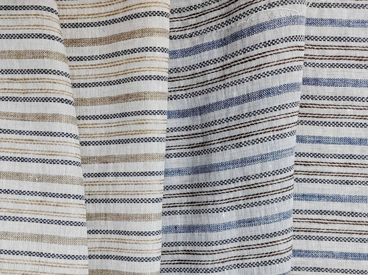 100% Linen Fabric Jacquard Stripe 6151 6206 - The Linen Lab - Grey