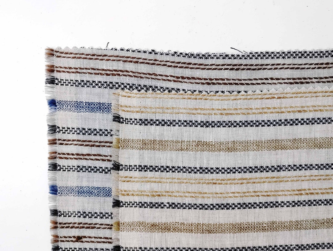 100% Linen Fabric Jacquard Stripe 6151 6206 - The Linen Lab - Grey