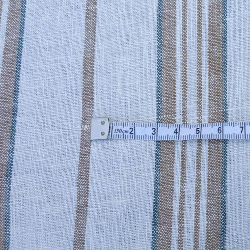 100% Linen Fabric Light Beige Stripe 6662 - The Linen Lab - Beige ST 6662