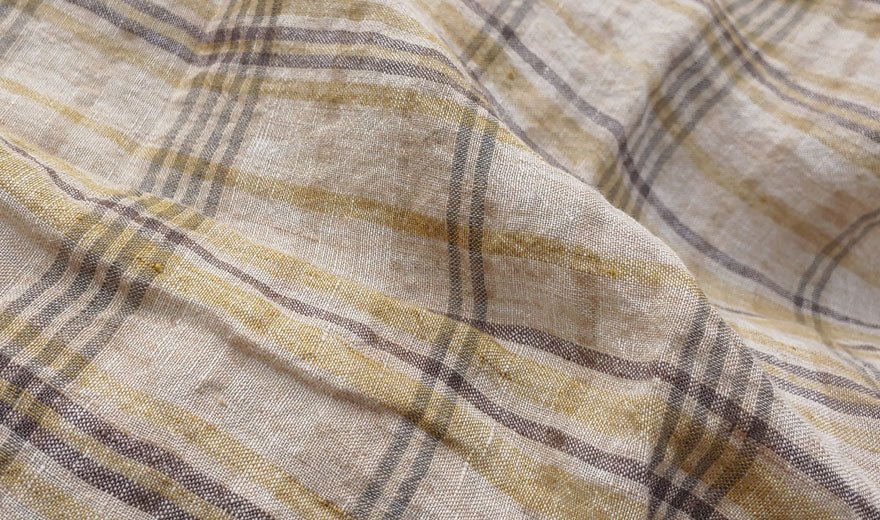 100% Linen Fabric Madras Plaid Light Weight (7022 7023 7024 6709 6710) - The Linen Lab - Mustard