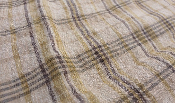 100% Linen Fabric Madras Plaid Light Weight (7022 7023 7024 6709 6710) - The Linen Lab - Mustard